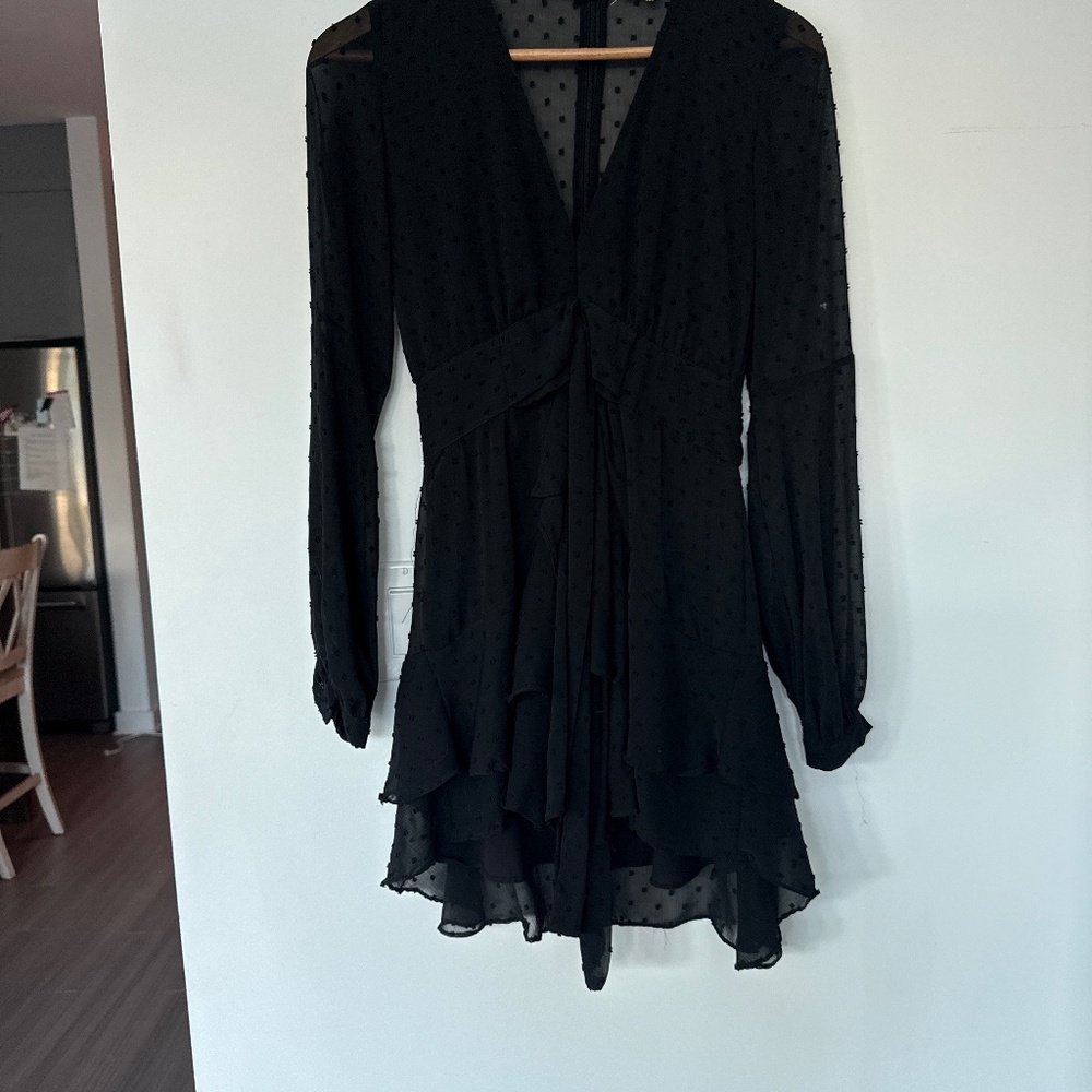 Black deep V dress